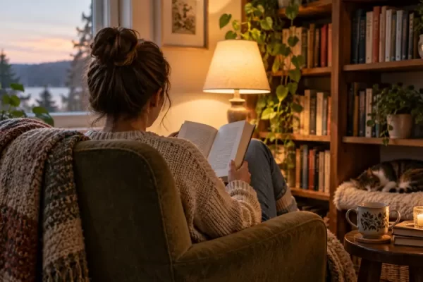 Rahat bir köşede kitap okuma alışkanlığı
