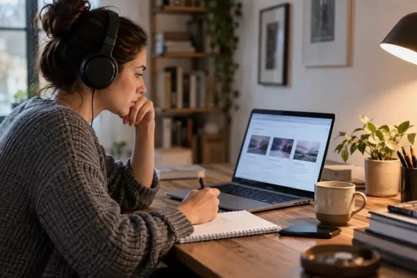 Online kurs seçeneklerini karşılaştıran öğrenci
